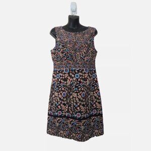 Anthropologie Maeve Size 8 Brindelle Floral Print Sleeveless Sheath Dress Blue